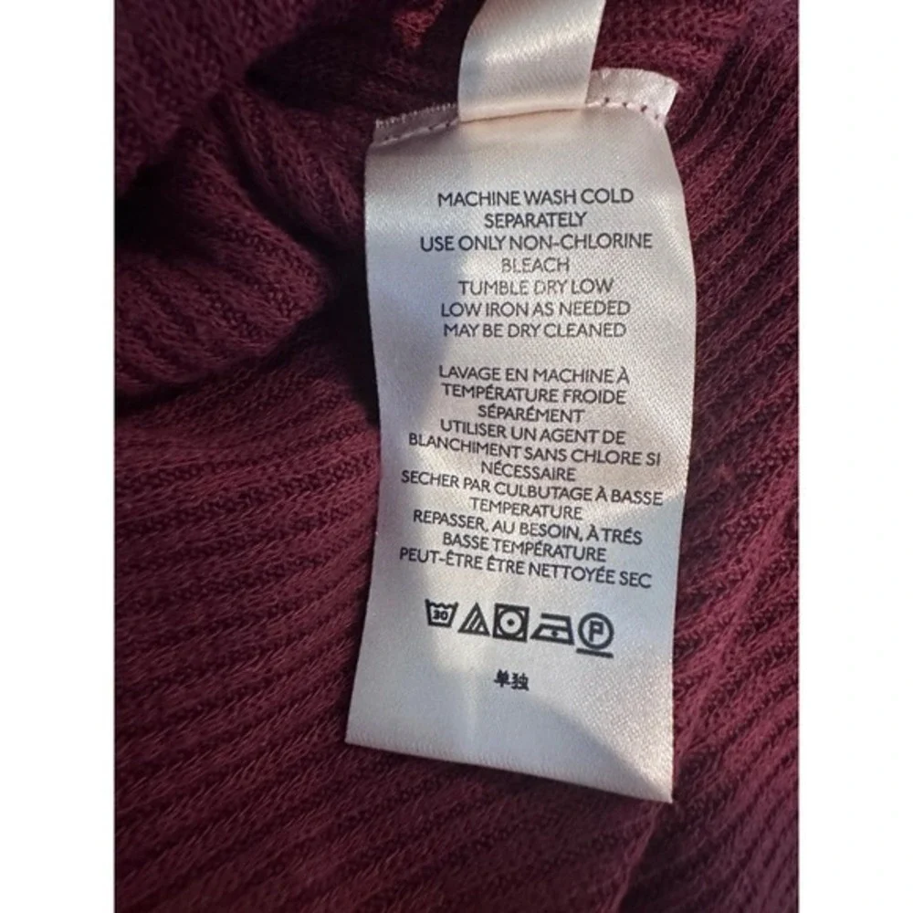 Free People Burgundy Red Waffle Knit Cowl Neck Oversized Tunic Size‎ XS